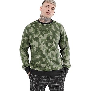 Moletom Crewneck Vista Rock Estampa Camuflado Verde