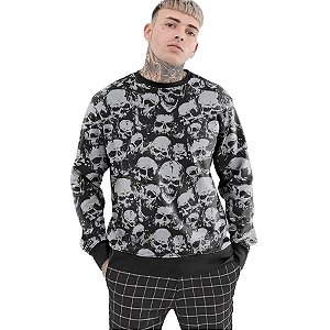 Moletom Crewneck Vista Rock Estampa Caveiras