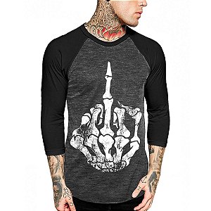 Camiseta Raglan Manga 3/4 Vista Rock Middle Finger