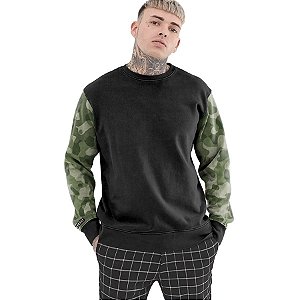 Moletom Crewneck Vista Rock Estampa Manga Camuflado