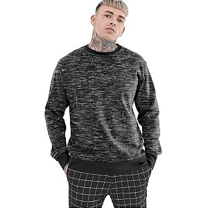 Moletom Crewneck Vista Rock Estampa Textura Cinza