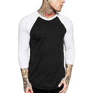 Camiseta Raglan Manga 3/4 Vista Rock Branco e Preto - Vista Rock