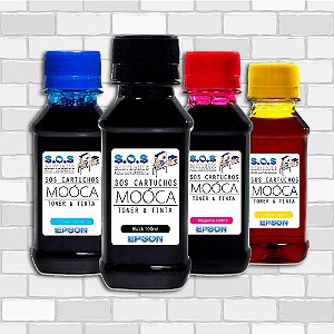 KIT Refil de Tinta Epson Cor Ciano, Magenta, Yellow e Black - (70ml Cada Frasco)