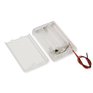 Suporte para 3 Pilhas AA com Chave ON/OFF - Transparente