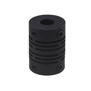 Acoplamento Flexível CNC para Motor de Passo - Eixo 5x8mm em Alumínio - Preto