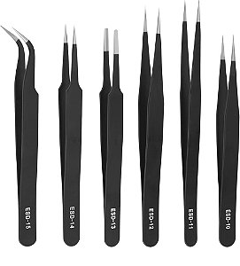 Kit com 6 Pinças Metal Anti-estáticas