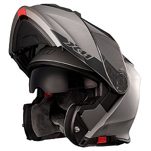 Capacete X11 Turner Solid Prata Fosco Metálico Articulado com Viseira Solar