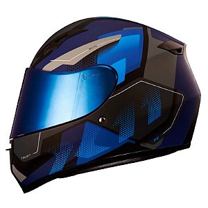 Capacete X11 Trust Pro Transit Fosco Cinza e Azul