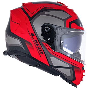 Capacete Ls2 Storm Ff800 Faster Vermelho Fosco/Titanium (com viseira solar)