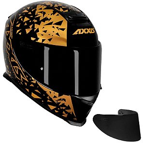 COMBO - Capacete Axxis Eagle Breaking Preto e Dourado