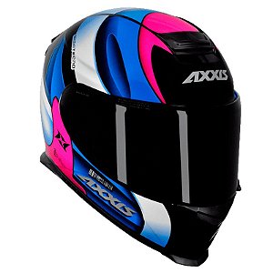 Capacete Axxis Eagle Tecno Preto Gloss Pink e Azul