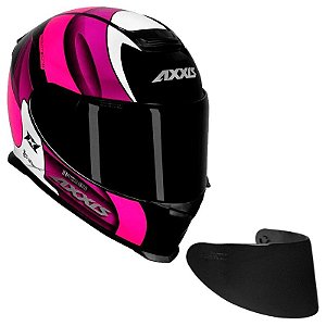 COMBO - Capacete Axxis Eagle Tecno Preto Gloss Rosa e Roxo