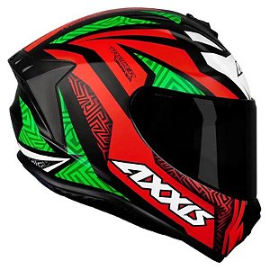 Capacete Axxis Draken Tracer Vermelho, Verde e Preto Fosco