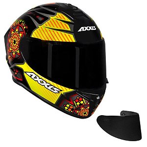 COMBO - Capacete Axxis Draken Mystic Preto e Amarelo