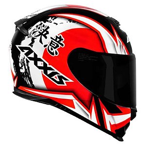 Capacete Axxis Eagle Japan Gloss Preto, Vermelho e Branco