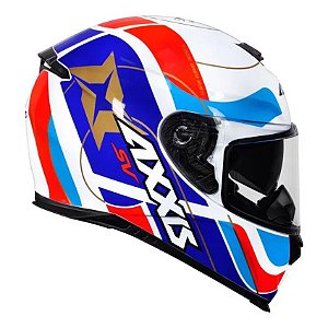 Capacete Axxis Eagle Sv Smart Gloss Branco Azul e Vermelho (com viseira Solar)