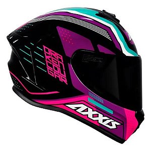 Capacete Axxis Draken Cougar Gloss Black Pink Tiffany