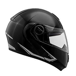 Capacete Articulado Peels Urb2 L Classic Preto e Prata c/ viseira solar