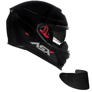 Combo Capacete Asx Eagle SV Solid Brilho Preto