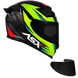 Combo Capacete Asx Eagle Racing Attacker Brilho Preto/GRF/AM