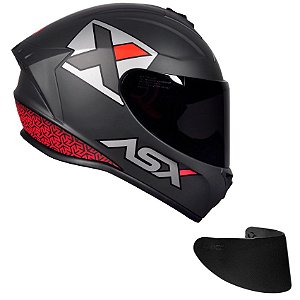 Combo Capacete Asx Draken Concept Fosco Cinza/Prata/Vermelho