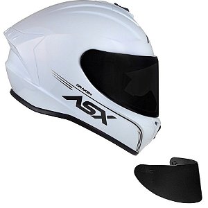 Combo Capacete Asx Draken Solid Brilho Branco