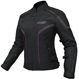 Jaqueta Motociclista X11 Iron 2 Feminina Impermeável Preta/ Rosa