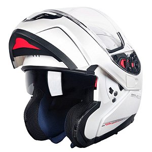 Capacete Articulado Mt Sv Atom Solid White Gloss (com viseira solar)