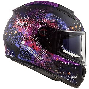 Capacete Ls2 Vector Ff397 Cosmos Matte Fosco Black Pink (Com viseira solar)