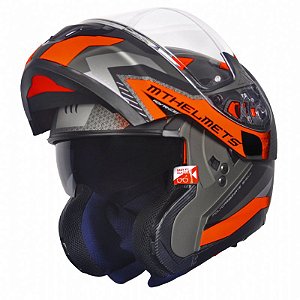 Capacete Articulado Mt Sv Atom Hybrid Matt Orange Fluor (com viseira solar)