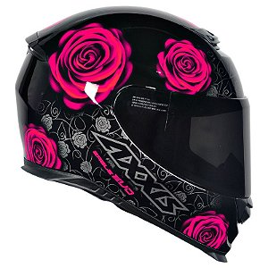 Capacete Axxis Eagle Evo Flowers Gloss Black Pink
