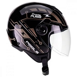 Capacete Aberto Peels Freeway Fuse Preto com Bege