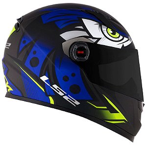 Capacete Ls2 FF358 Tribal Preto Fosco e Azul