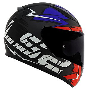 Capacete LS2 Rapid FF353 Cromo Preto Fosco, Azul e Vermelho