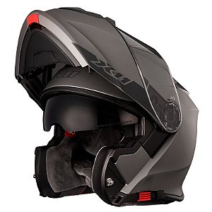 Capacete X11 Turner Solid Cinza Chumbo Fosco Articulado com Viseira Solar