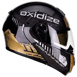 Capacete Articulado Peels U-RB2 Oxidize Preto e Dourado com viseira solar