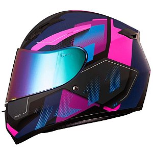 Capacete X11 Trust Pro Transit Fosco Azul e Rosa