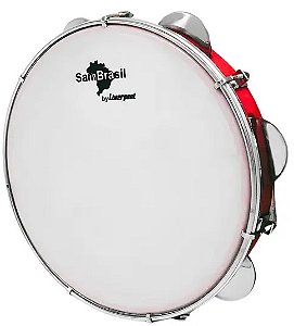 PANDEIRO SAMBRASIL 10" ABS VERMELHO PELE LEITOSA