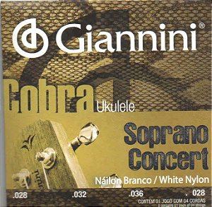 ENC. COBRA UKULELE NAILON BRANCO SOPRANO E CONCERT