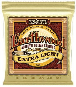 ENC. ERNIE BALL VIOLÃO AÇO 010 EARTHWOOD EXTR LEVE