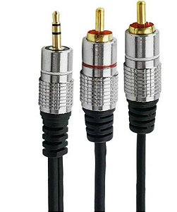 CABO DE AUDIO 2 RCA  x P2 STEREO - 1,80m GOLD 24K