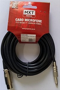 CABO MICROFONE P10m + Cannon Femea 5,00 M