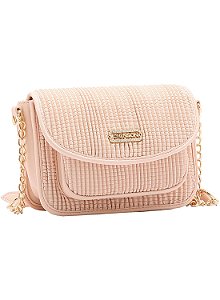 Bolsa feminina - Alça tiracolo - Textura Soft - Rosa - Chenson 3484741