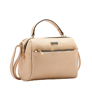 Bolsa feminina Baú - Alça de mão - Tresse Clássico - Bege - Chenson 3484657
