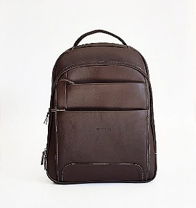Mochila Executiva Notebook em Couro Legítimo - Café - Bennesh Flex M7108
