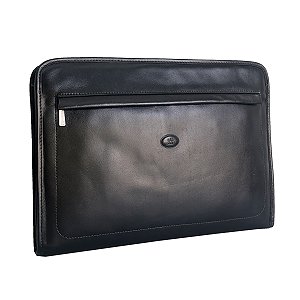 Pasta envelope com zíper em Couro Toscana - Bennesh 9178 - Preto