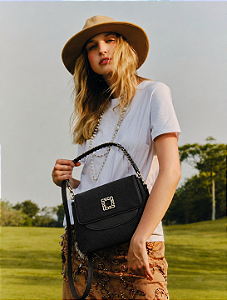 Bolsa Feminina Chenson Original - Ferragem Deluxe - Alça de Mão - Preto 3485057