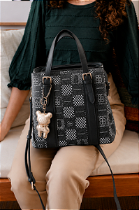 Bolsa Feminina Chenson Original - Elemento Gráfico - Alça de Mão - Preto 3485094