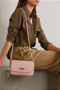 Bolsa Feminina Chenson Original - Monograma Elegance - Alça Transversal - Rosa 3484975