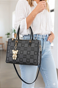 Bolsa Feminina Chenson Original - Elemento Gráfico - Alça de mão - Preto - 3485093